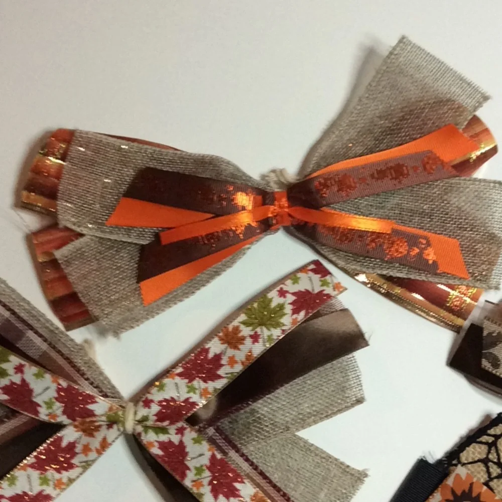 Hand Crafted Bows Fall Ties Back Set of 4